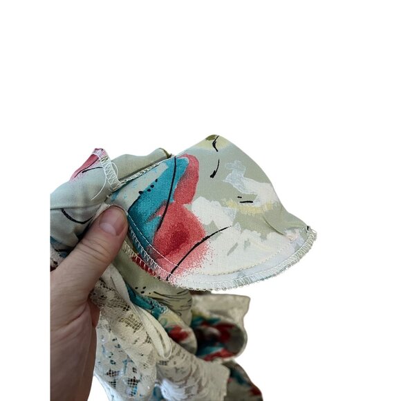 Retro Floral Midi Dress S White Colorful Prairie Mod Boho Classic Chic 70s - Picture 15 of 15